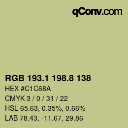 カラーコード: RGB 193.1 198.8 138 | qconv.com