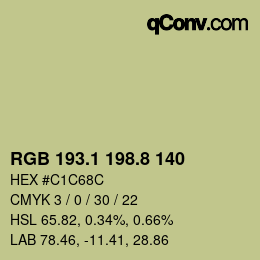 カラーコード: RGB 193.1 198.8 140 | qconv.com