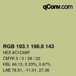 カラーコード: RGB 193.1 198.8 143 | qconv.com