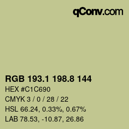 カラーコード: RGB 193.1 198.8 144 | qconv.com