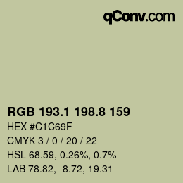 Código de color: RGB 193.1 198.8 159 | qconv.com