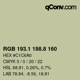 Color code: RGB 193.1 198.8 160 | qconv.com