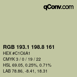 カラーコード: RGB 193.1 198.8 161 | qconv.com