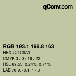 Color code: RGB 193.1 198.8 163 | qconv.com