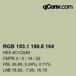 カラーコード: RGB 193.1 198.8 164 | qconv.com