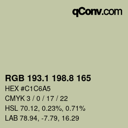 カラーコード: RGB 193.1 198.8 165 | qconv.com