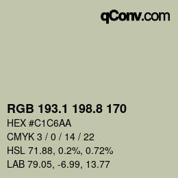 Farbcode: RGB 193.1 198.8 170 | qconv.com