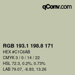 Farbcode: RGB 193.1 198.8 171 | qconv.com