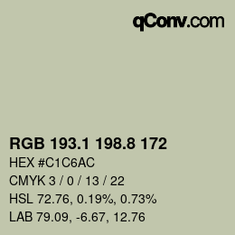 カラーコード: RGB 193.1 198.8 172 | qconv.com