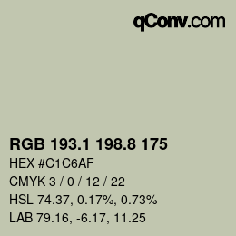 Color code: RGB 193.1 198.8 175 | qconv.com