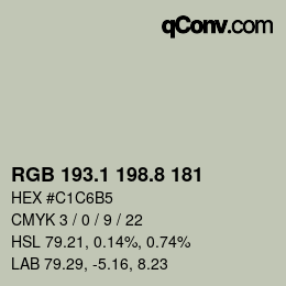カラーコード: RGB 193.1 198.8 181 | qconv.com