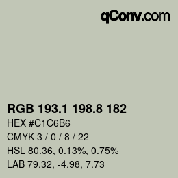 Color code: RGB 193.1 198.8 182 | qconv.com