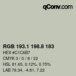 Color code: RGB 193.1 198.8 183 | qconv.com