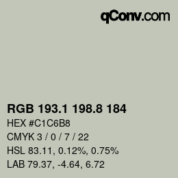 カラーコード: RGB 193.1 198.8 184 | qconv.com