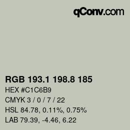 Color code: RGB 193.1 198.8 185 | qconv.com