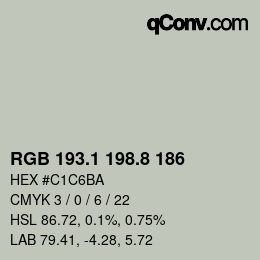 カラーコード: RGB 193.1 198.8 186 | qconv.com