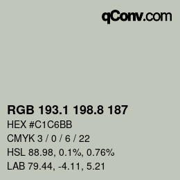 Color code: RGB 193.1 198.8 187 | qconv.com