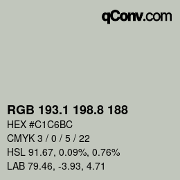 Código de color: RGB 193.1 198.8 188 | qconv.com