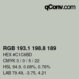 カラーコード: RGB 193.1 198.8 189 | qconv.com