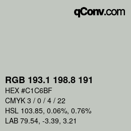 カラーコード: RGB 193.1 198.8 191 | qconv.com