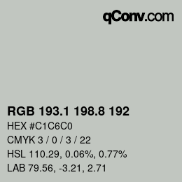 Farbcode: RGB 193.1 198.8 192 | qconv.com