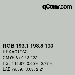 Color code: RGB 193.1 198.8 193 | qconv.com