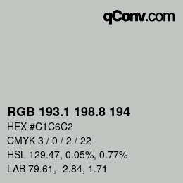 カラーコード: RGB 193.1 198.8 194 | qconv.com