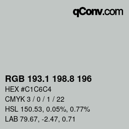 Color code: RGB 193.1 198.8 196 | qconv.com