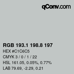 Color code: RGB 193.1 198.8 197 | qconv.com