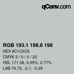 Farbcode: RGB 193.1 198.8 198 | qconv.com
