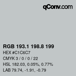 カラーコード: RGB 193.1 198.8 199 | qconv.com