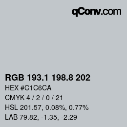 Color code: RGB 193.1 198.8 202 | qconv.com