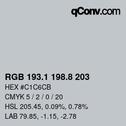 Color code: RGB 193.1 198.8 203 | qconv.com