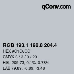 カラーコード: RGB 193.1 198.8 204.4 | qconv.com