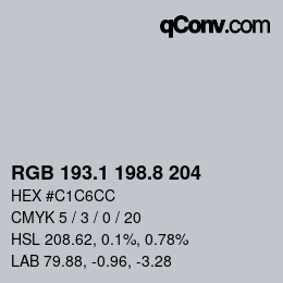 Color code: RGB 193.1 198.8 204 | qconv.com
