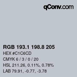 Color code: RGB 193.1 198.8 205 | qconv.com