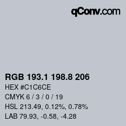 カラーコード: RGB 193.1 198.8 206 | qconv.com
