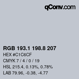 Farbcode: RGB 193.1 198.8 207 | qconv.com