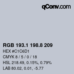 カラーコード: RGB 193.1 198.8 209 | qconv.com