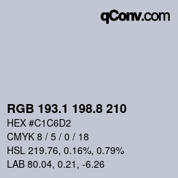 Color code: RGB 193.1 198.8 210 | qconv.com