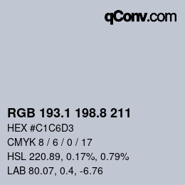 Color code: RGB 193.1 198.8 211 | qconv.com