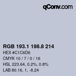 Color code: RGB 193.1 198.8 214 | qconv.com