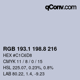 Color code: RGB 193.1 198.8 216 | qconv.com