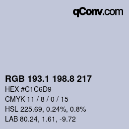 Color code: RGB 193.1 198.8 217 | qconv.com