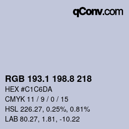 Color code: RGB 193.1 198.8 218 | qconv.com