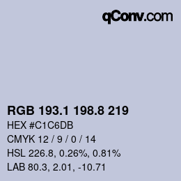 Farbcode: RGB 193.1 198.8 219 | qconv.com