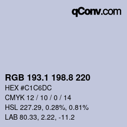 Color code: RGB 193.1 198.8 220 | qconv.com
