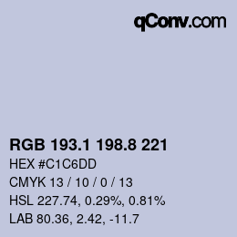 Color code: RGB 193.1 198.8 221 | qconv.com