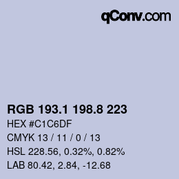 カラーコード: RGB 193.1 198.8 223 | qconv.com