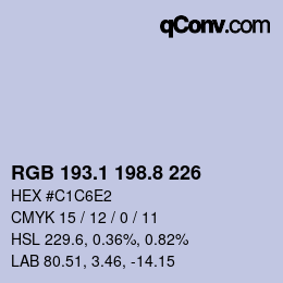 Color code: RGB 193.1 198.8 226 | qconv.com